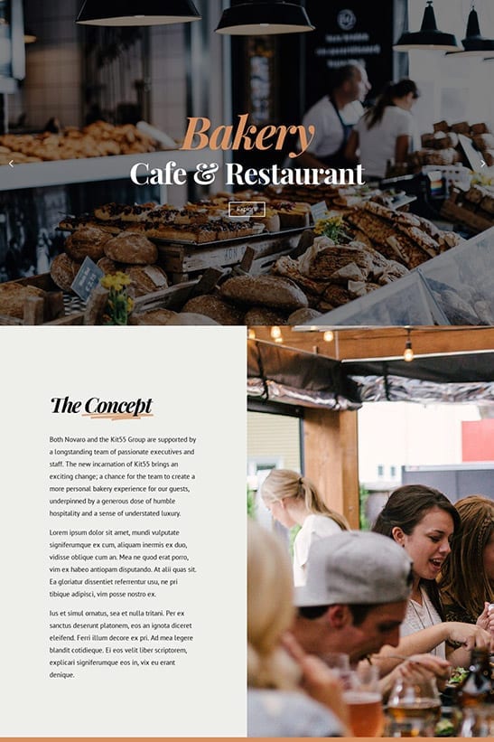 Bakery, Cafe and Restaurant website template design - homepage 1