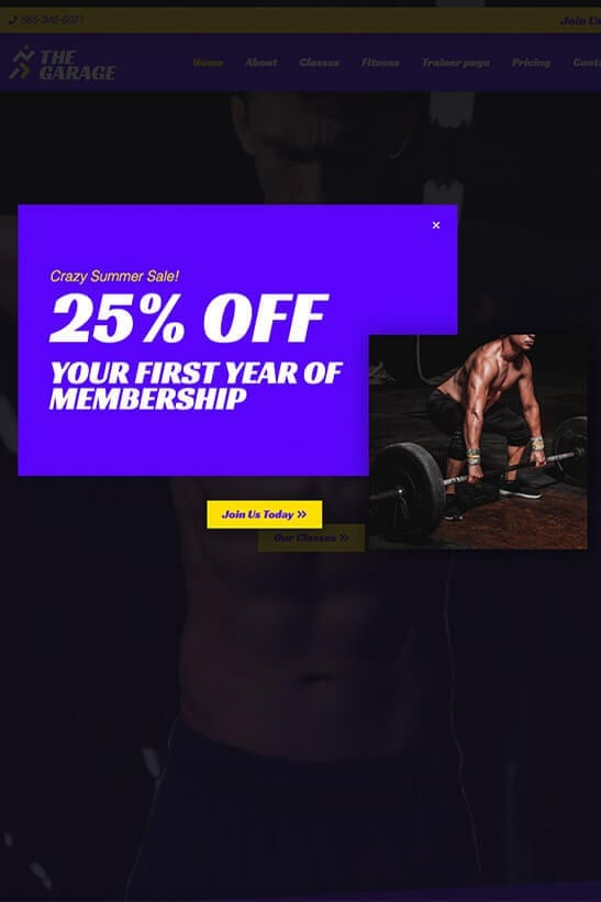 Fitness website theme - PopUp template