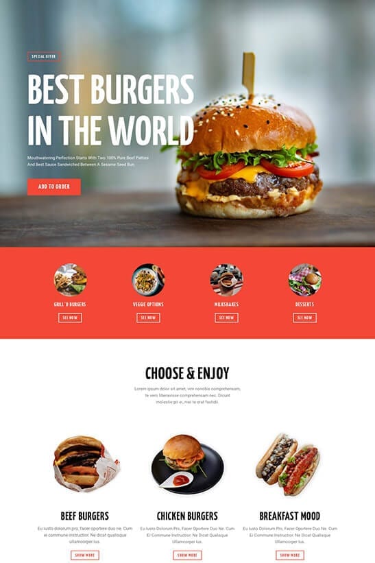 Restaurant website template - home page 1
