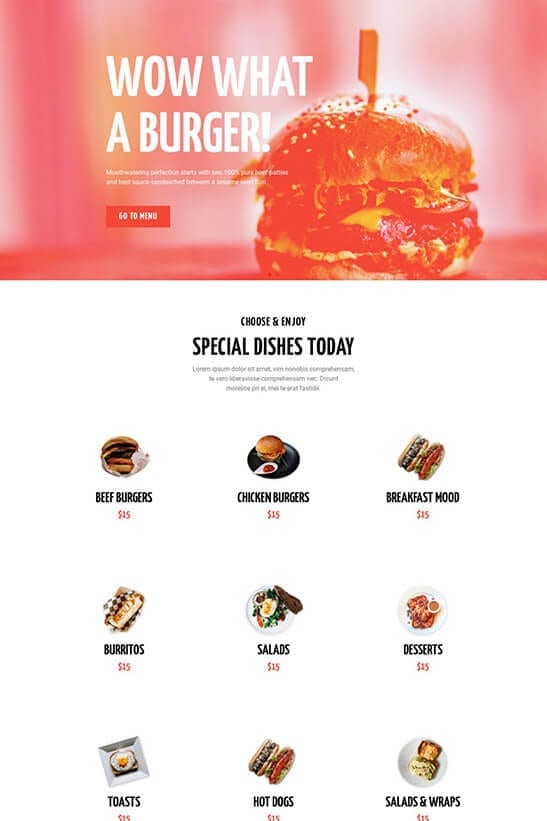 Restaurant website template - home page 3