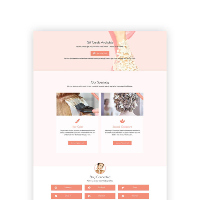 Beauty Salon Elementor website template