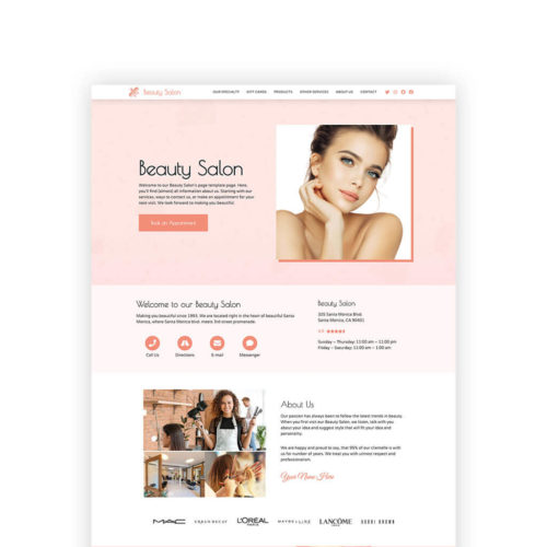 Beauty salon website - WordPress Elementor page template